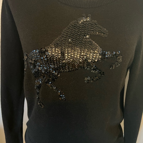 Halogen Sequined Horse Sweater / Black / Size: Small - Picture 4 of 8